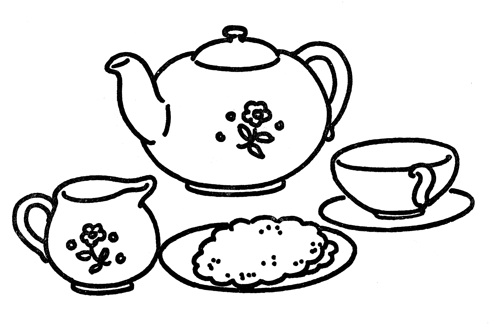 1650x1125 line art tea set - Tea Cup Line Drawing