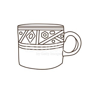 300x300 mosaic pattern coffee mug line drawing outline isolated on white - Tea Cup Line Drawing