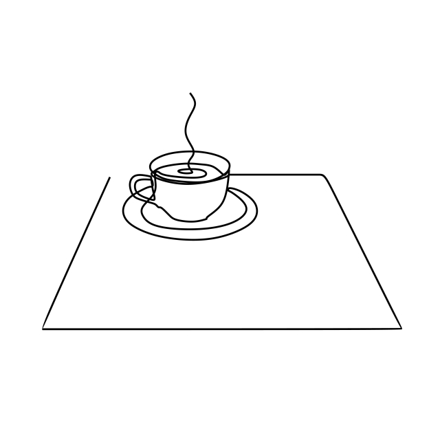640x640 one line drawing of a cup of coffee or tea on the table - Tea Cup Line Drawing