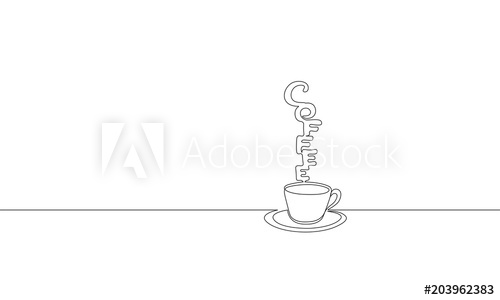 500x300 single continuous line art coffee cup tea cup morning cafe hot - Tea Cup Line Drawing