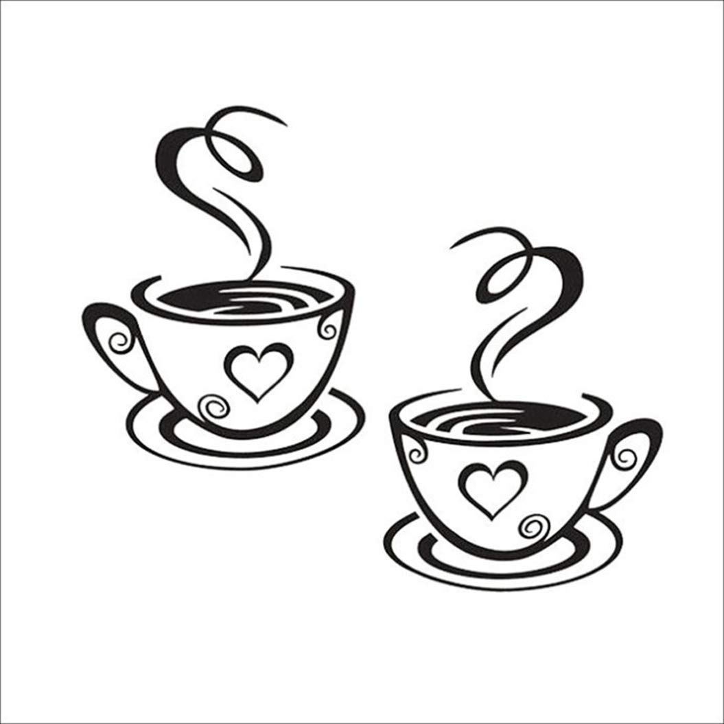 1055x1055 creatiee coffee tea cup art wall decal sticker - Tea Cup Line Drawing