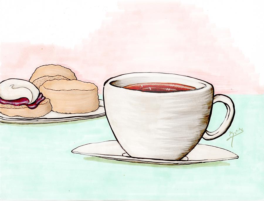 900x684 scones and tea drawing - Tea Drawing