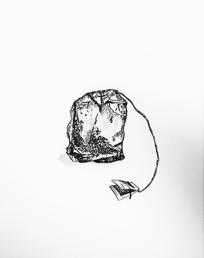 713x900 Tea Bag Ink Drawing Drawing - Tea Drawing