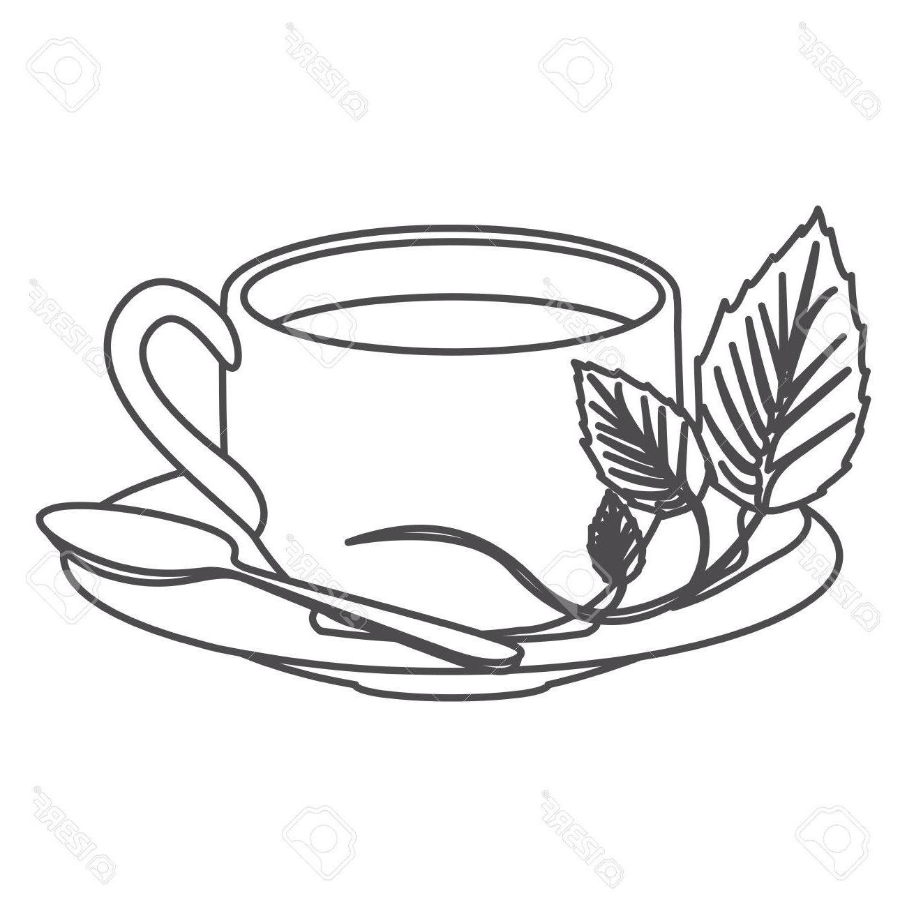 1300x1300 best grayscale contour of hot cup tea vector illustration image - Tea Drawing