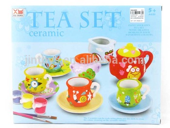 350x263 Kids Diy Painting Ceramic Tea Set Drawing Toys - Tea Set Drawing