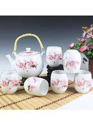 300x400 Plum Blossom Drawing Ceramics Tea Set - Tea Set Drawing
