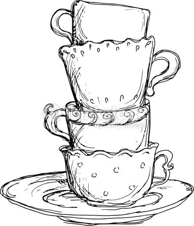 383x448 Teacups Drawings, Doodles Ve Tea Cups - Tea Set Drawing