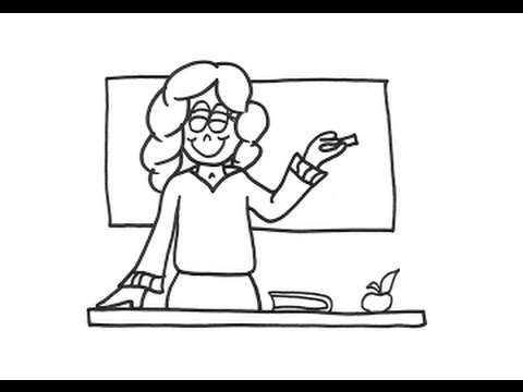 480x360 How To Draw School Teacher Cartoon Drawing For Kids Step - Teacher And Student Drawing