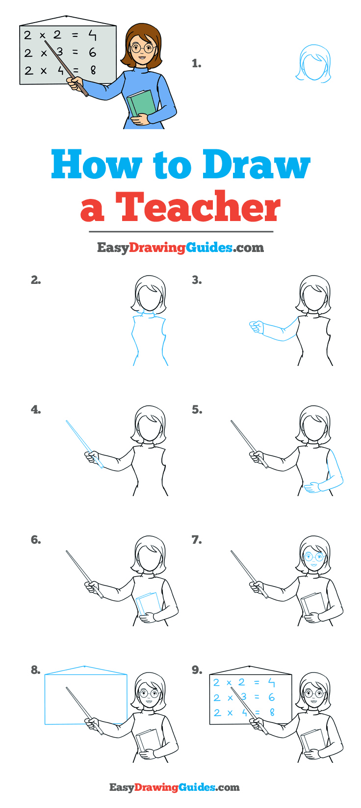 736x1645 how to draw a teacher - Teacher Cartoon Drawing