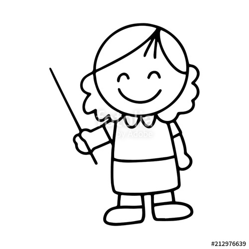 500x500 teacher cartoon illustration isolated on white background - Teacher Cartoon Drawing