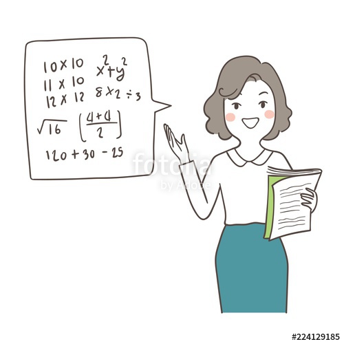 500x500 Draw Happy Teacher Holding Book And Teaching Math In Class Stock - Teacher Drawing