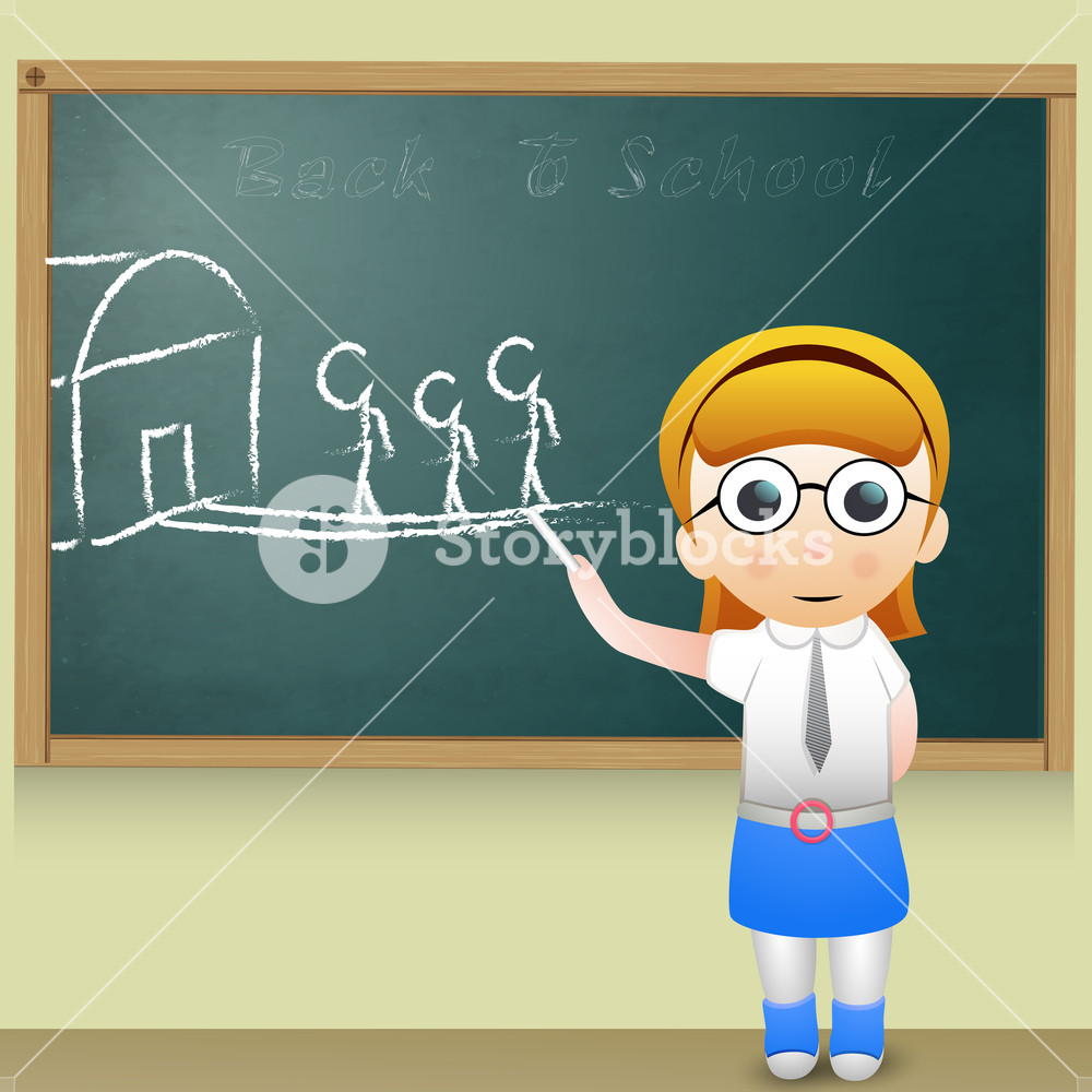 1000x1000 Teacher Drawing On Board With Chalk Royalty Free Stock Image - Teacher Drawing