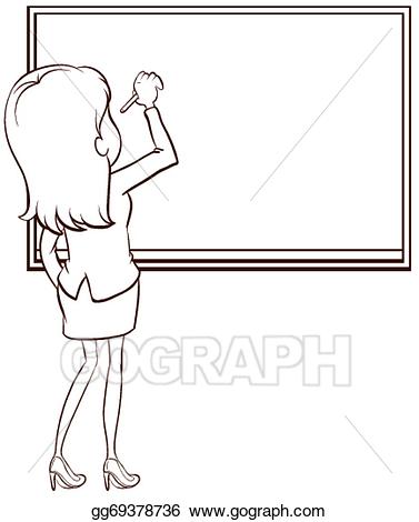 377x470 Vector Art A Simple Sketch Of A Teacher Writing Clipart Drawing - Teacher Drawing