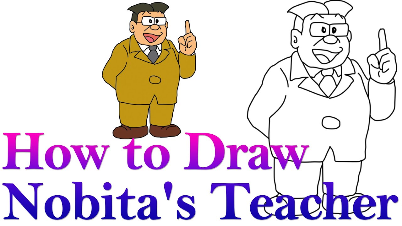 1280x720 how to draw nobita's teacher from doraemon hde - Teacher Drawing Images