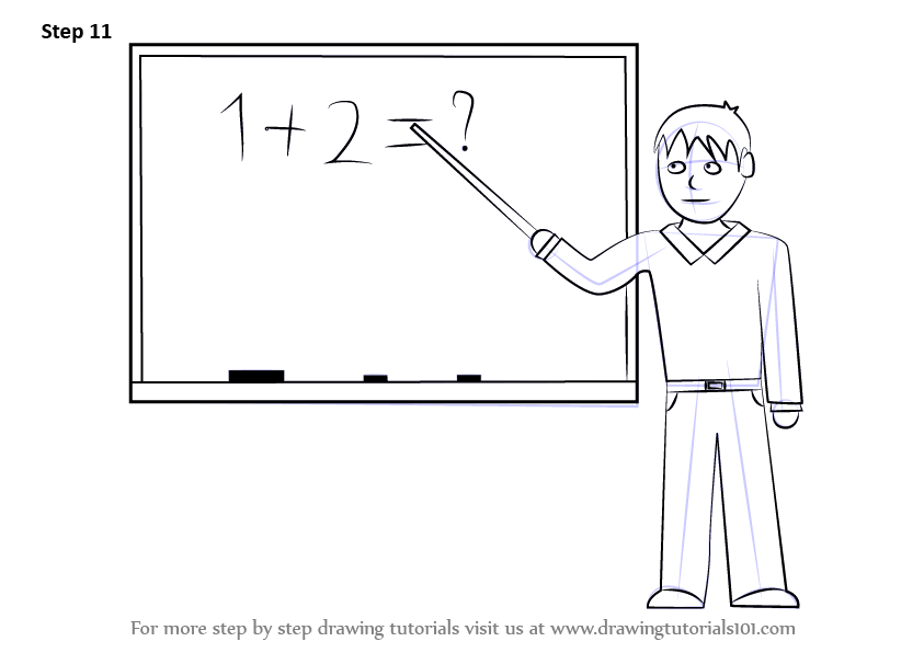 843x596 Learn How To Draw A Teacher Male - Teacher Drawing Images