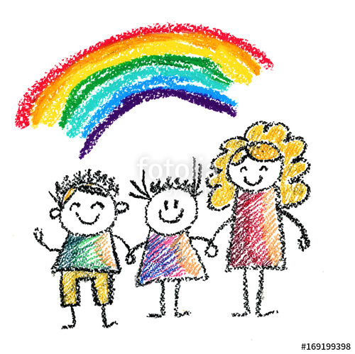 500x499 Children With Teacher Or Mother Kids Drawing Illustration - Teacher For Drawing