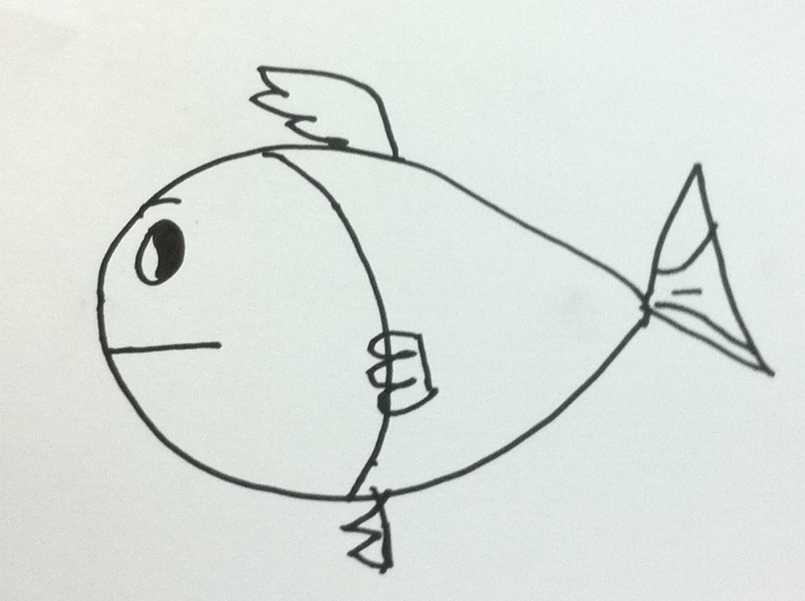 1600x1195 How To Draw A Fish And Collage On Painting - Teacher Line Drawing