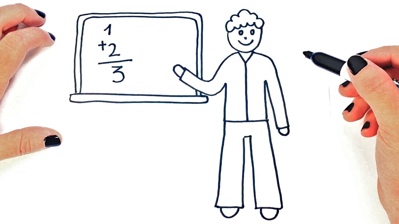 1280x720 How To Draw A Male Teacher Step - Teacher Line Drawing