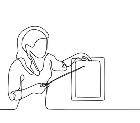 274x240 Teacher With Children Writting In Sheet Continuous Line Drawing - Teacher Line Drawing