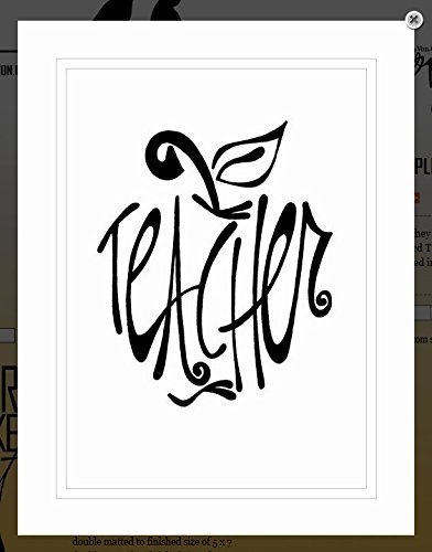 392x500 Von G Art Original Sayingquote Teacher Apple Black - Teacher Line Drawing