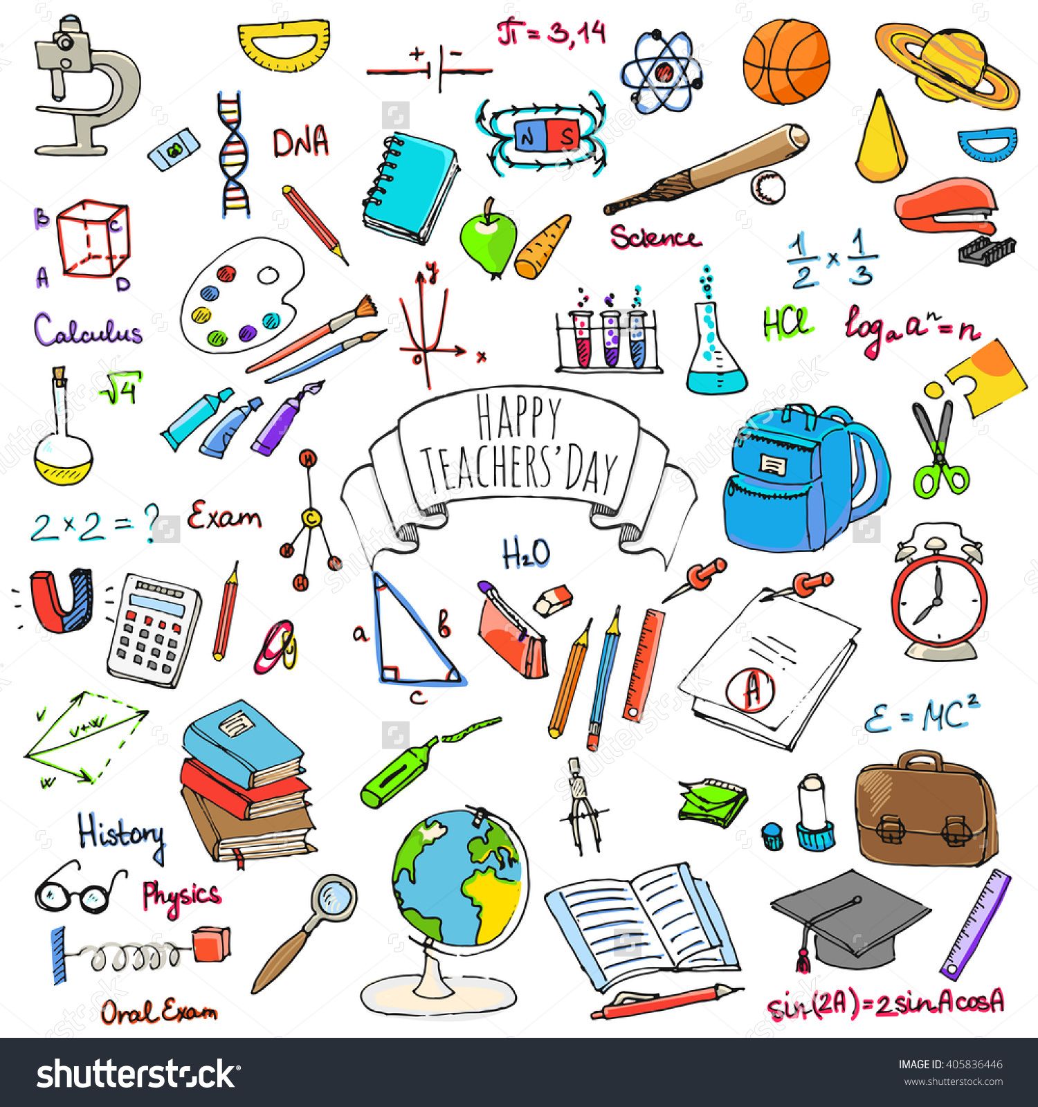 1500x1600 happy teachers day freehand drawing school items back to school - Teachers Day Drawing