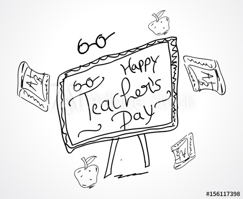 500x409 hand sketch happy teachers day card design - Teachers Day Drawing