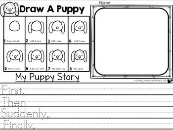 350x263 directed drawing with writing prompts puppy freebie whimsy - Teaching Drawing
