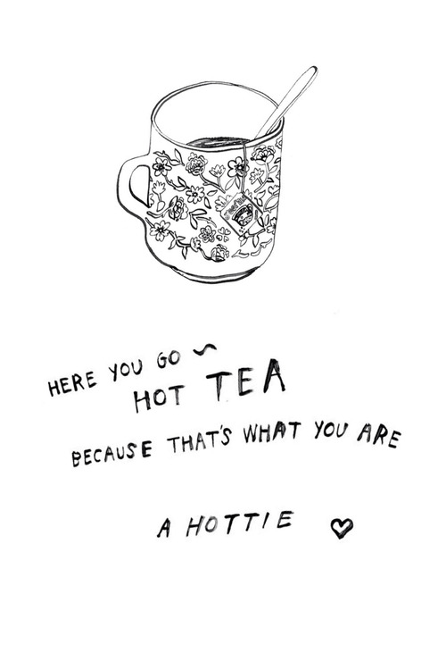 500x750 Pretty Drawing Cute Black And White Hot Tea Cup Of Tea - Teacup Drawing