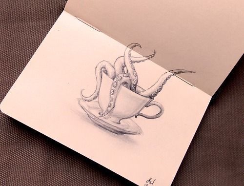 500x381 My Octopus In Teacup Drawing Female - Teacup Drawing Tumblr