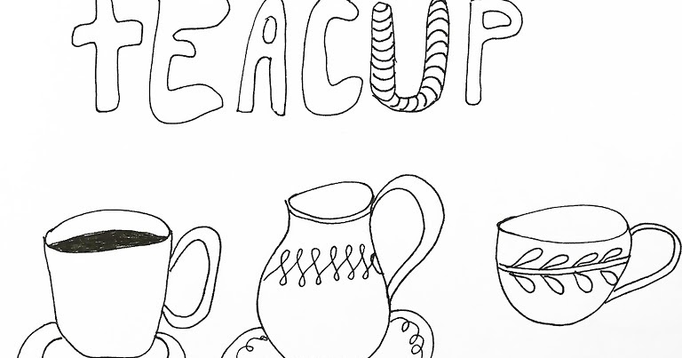 768x403 How To Draw A Teacup Lettering Line Drawing Motivation - Teacup Line Drawing