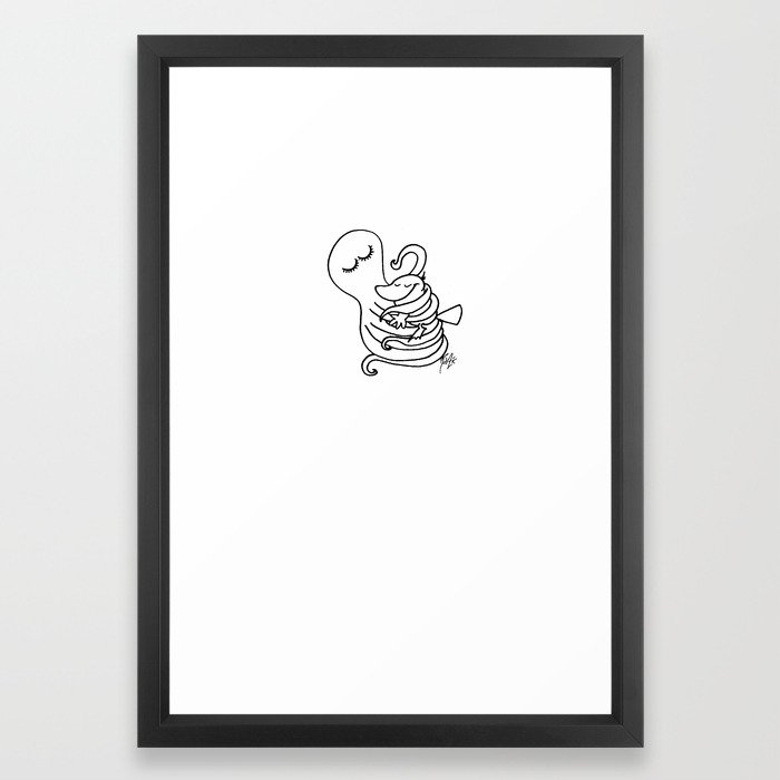 700x700 Octopus Platypus Are In Love Line Drawing Framed Art Print - Teacup Line Drawing