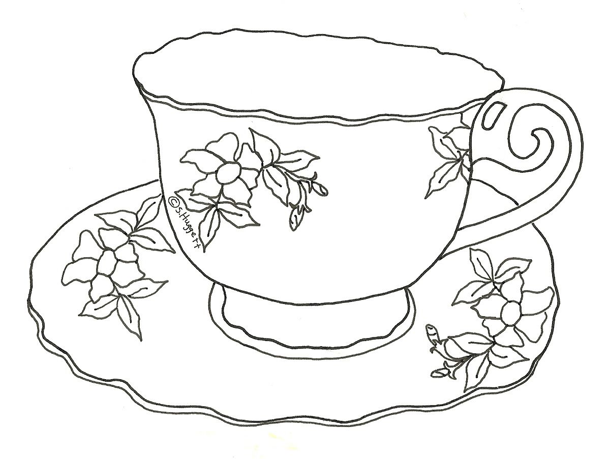 1196x903 Style Inspiration Tea Cup Drawing, Hand - Teacup Line Drawing