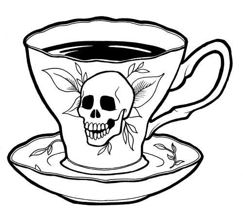 500x443 Unlimited Death - Teacup Line Drawing