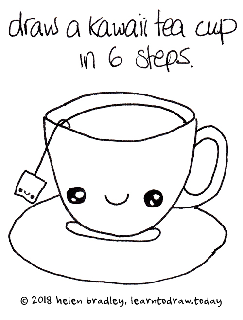 500x657 Cute Teacup Learn To Draw - Teacup Line Drawing