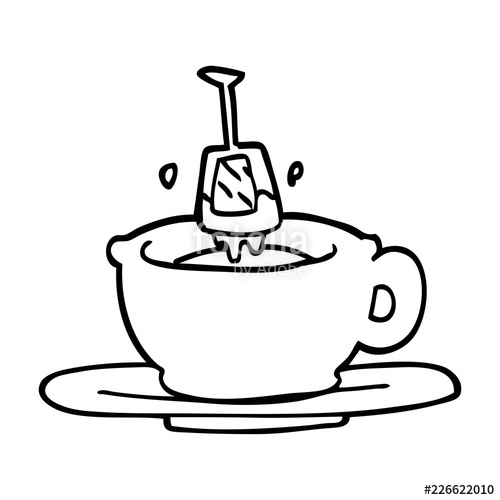 500x500 Line Drawing Cartoon Cup Of Tea Stock Image And Royalty Free - Teacup Line Drawing