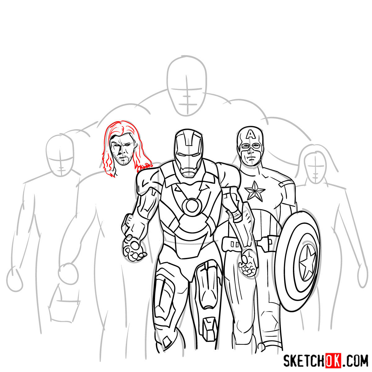 1200x1200 how to draw the avengers team - Team Drawing