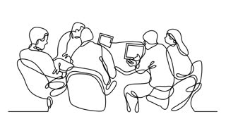 320x169 Self Drawing Animation Of Continuous Line Drawing Of Working Group - Team Drawing