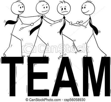 450x414 cartoon of team business people helping each other to stand on big - Team Drawing