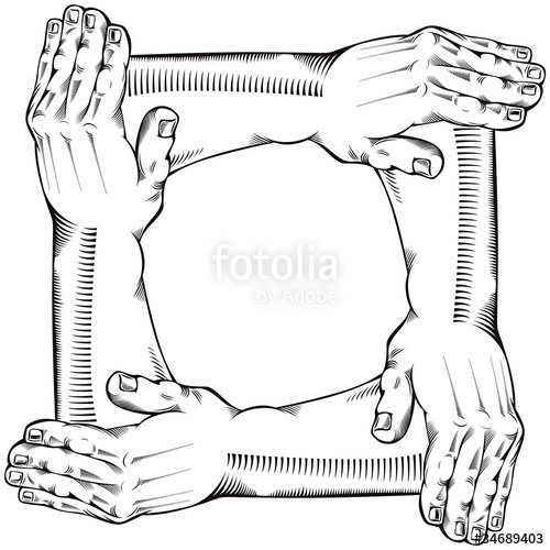 500x500 Teamwork Concept, Engraving Style Drawing Stock Image - Teamwork Drawing