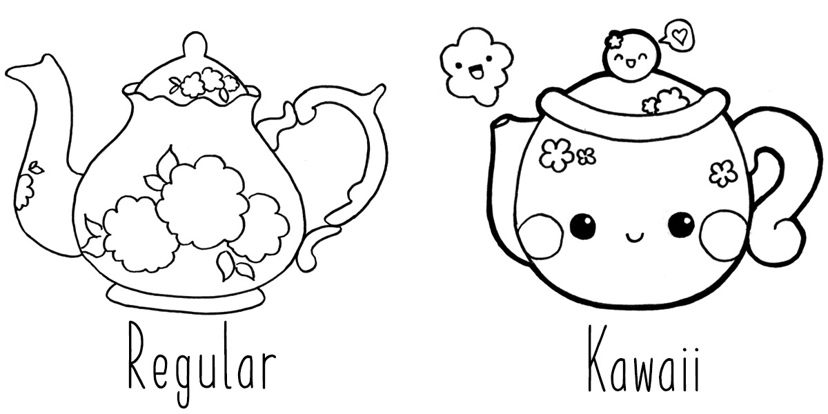 1200x600 kawaii body shapes and character design - Teapot Drawing