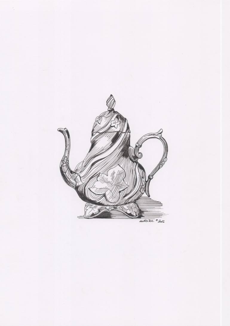 770x1091 leaf teapot drawing - Teapot Drawing