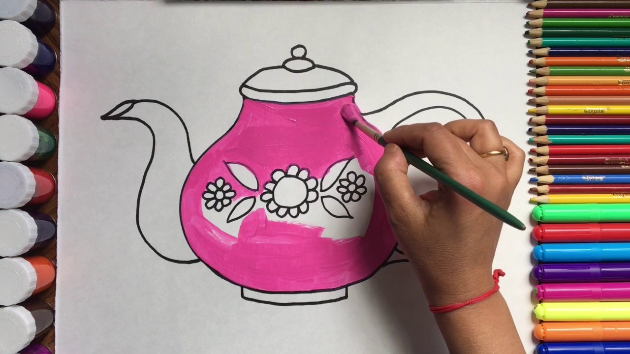1280x720 how to draw and colour teapot - Teapot Drawing