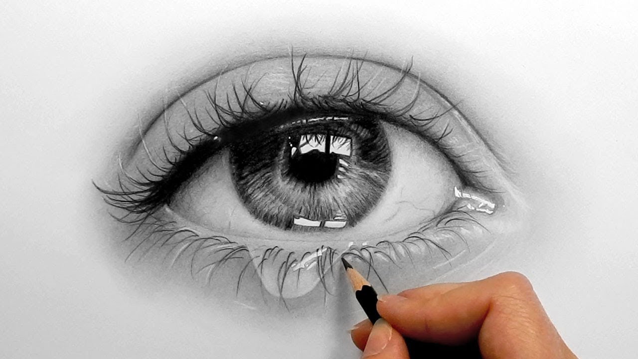 1280x720 Timelapse Drawing, Shading A Realistic Eye And Teardrop - Teardrop Drawing