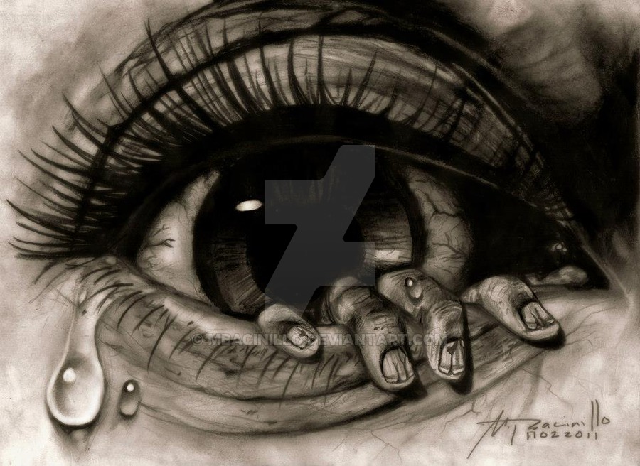 900x656 Eye Sketch - Tears In Eyes Drawing