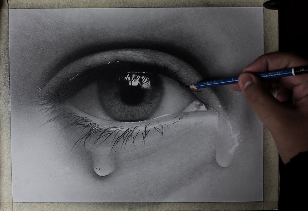 1049x720 how to draw a realistic eye with tears time lapse - Tears In Eyes Drawing