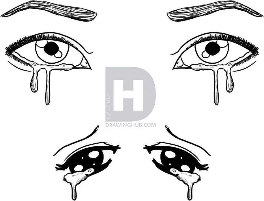 915x698 how to draw crying eyes, step - Teary Eye Drawing