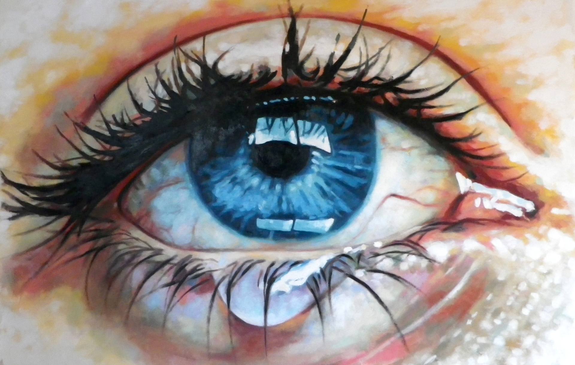 1920x1220 close up teary eye painting - Teary Eye Drawing