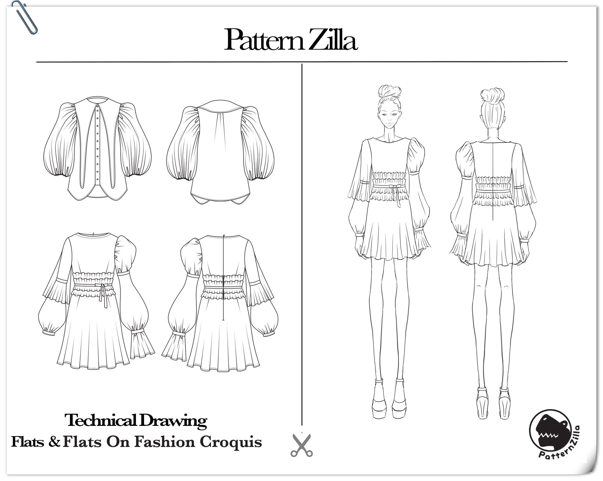 Technical drawing fashion template