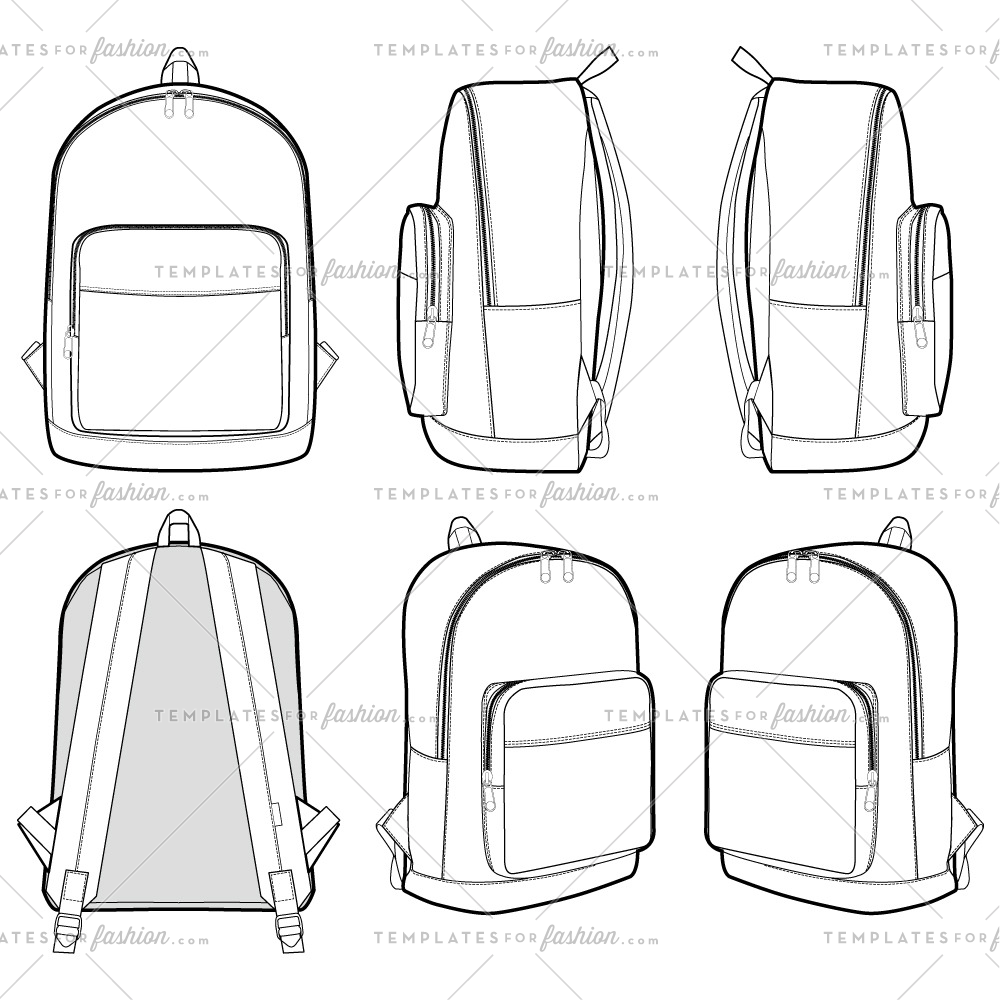 1000x1000 backpack fashion flat technical drawing vector template - Technical Drawing Fashion
