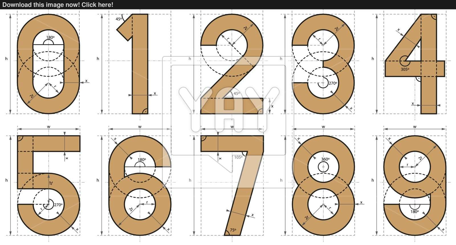 1600x859 numbers font technical drawing vector - Technical Drawing Font